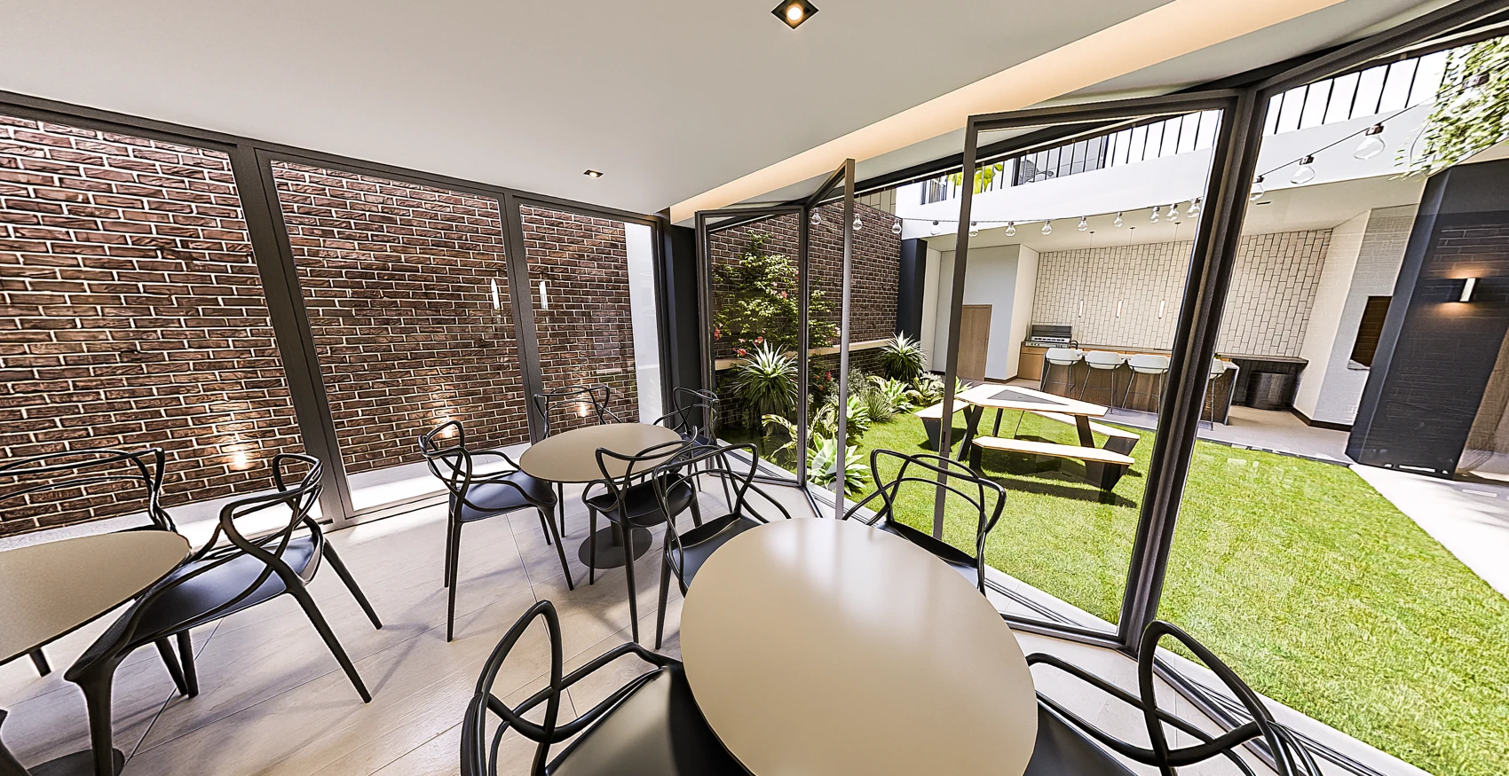 Render del espacio de coworking de Carmenia