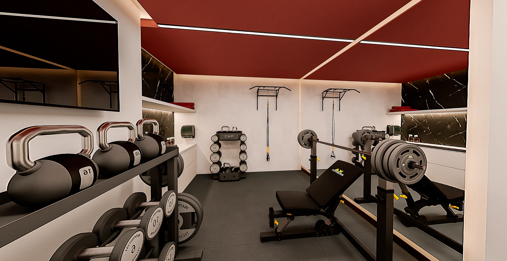 Render del gimnasio de Carmenia